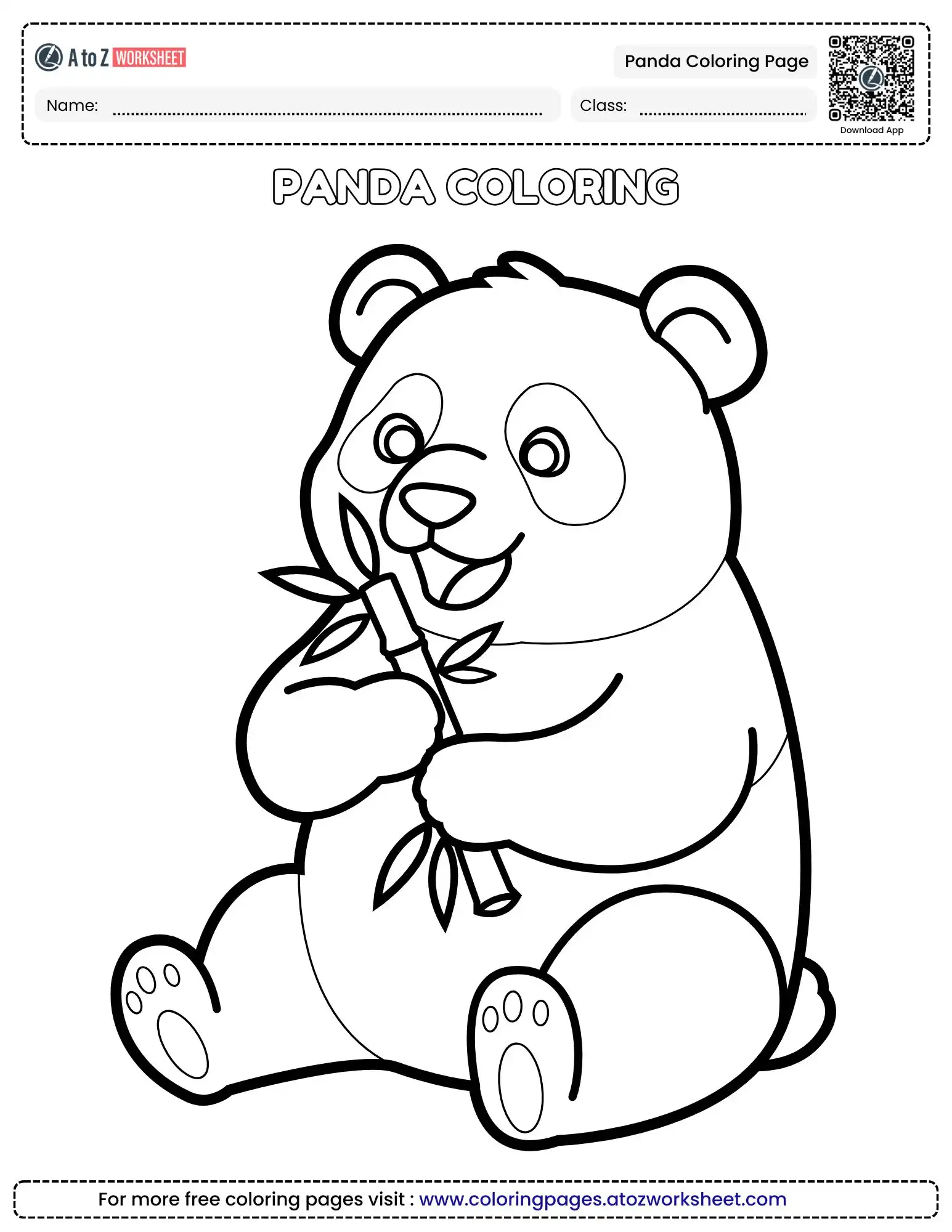 panda-coloring-page panda coloring page of a happy panda holding bamboo