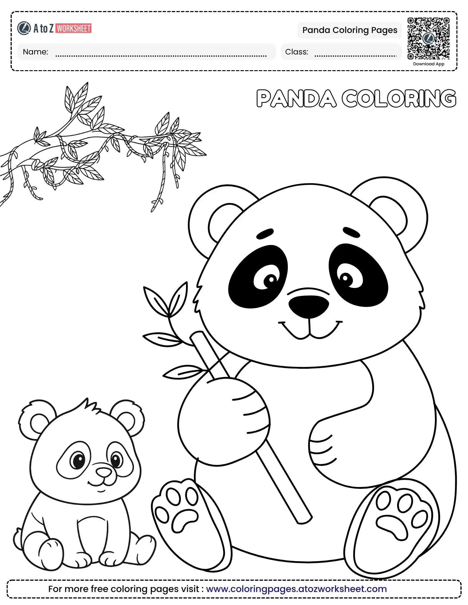 Free Printable Panda Coloring Pages For Creative Educational Activities 1 panda coloring pages showing a large and small panda with bamboo
