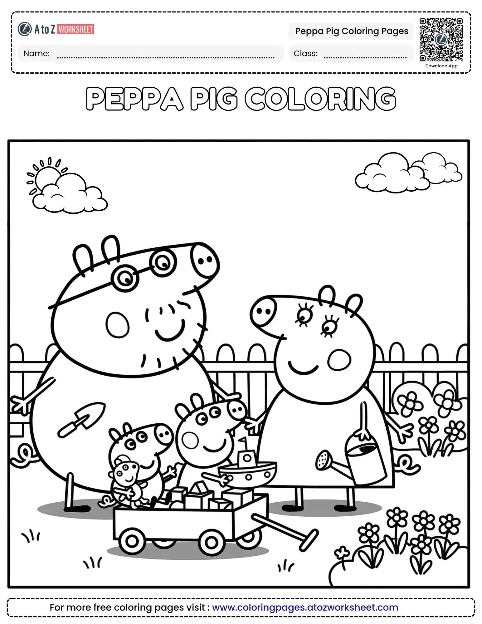 peppa pig coloring pages family in the garden