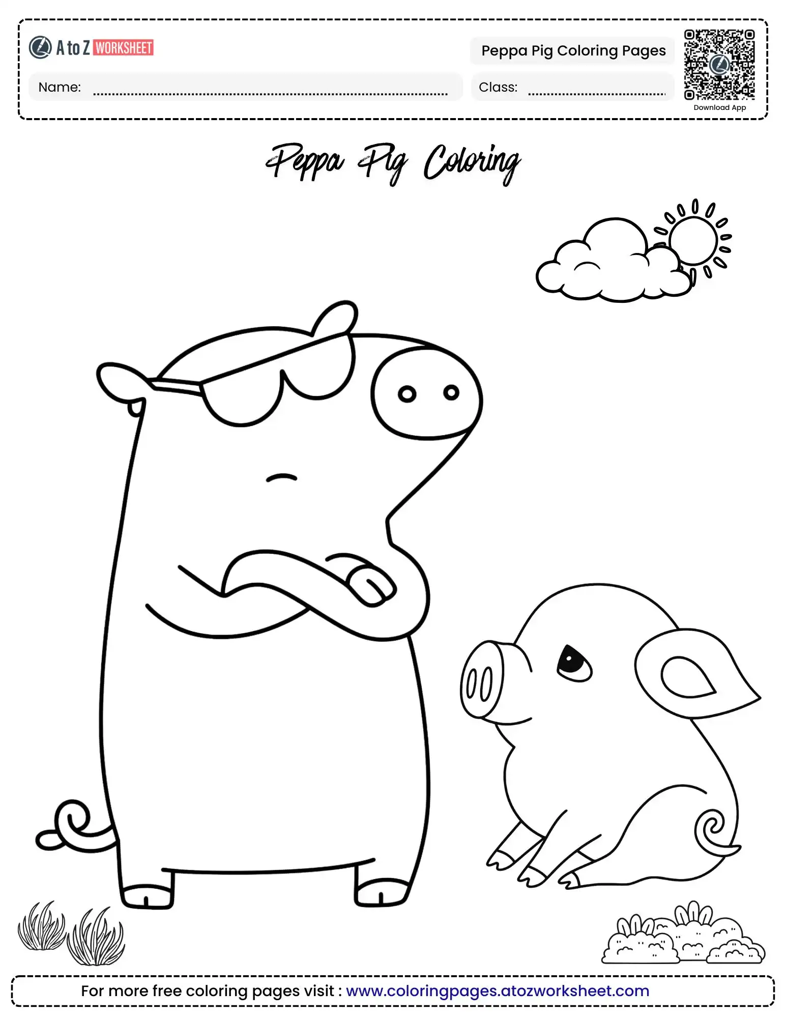 peppa pig coloring pages pigs with sunglasses