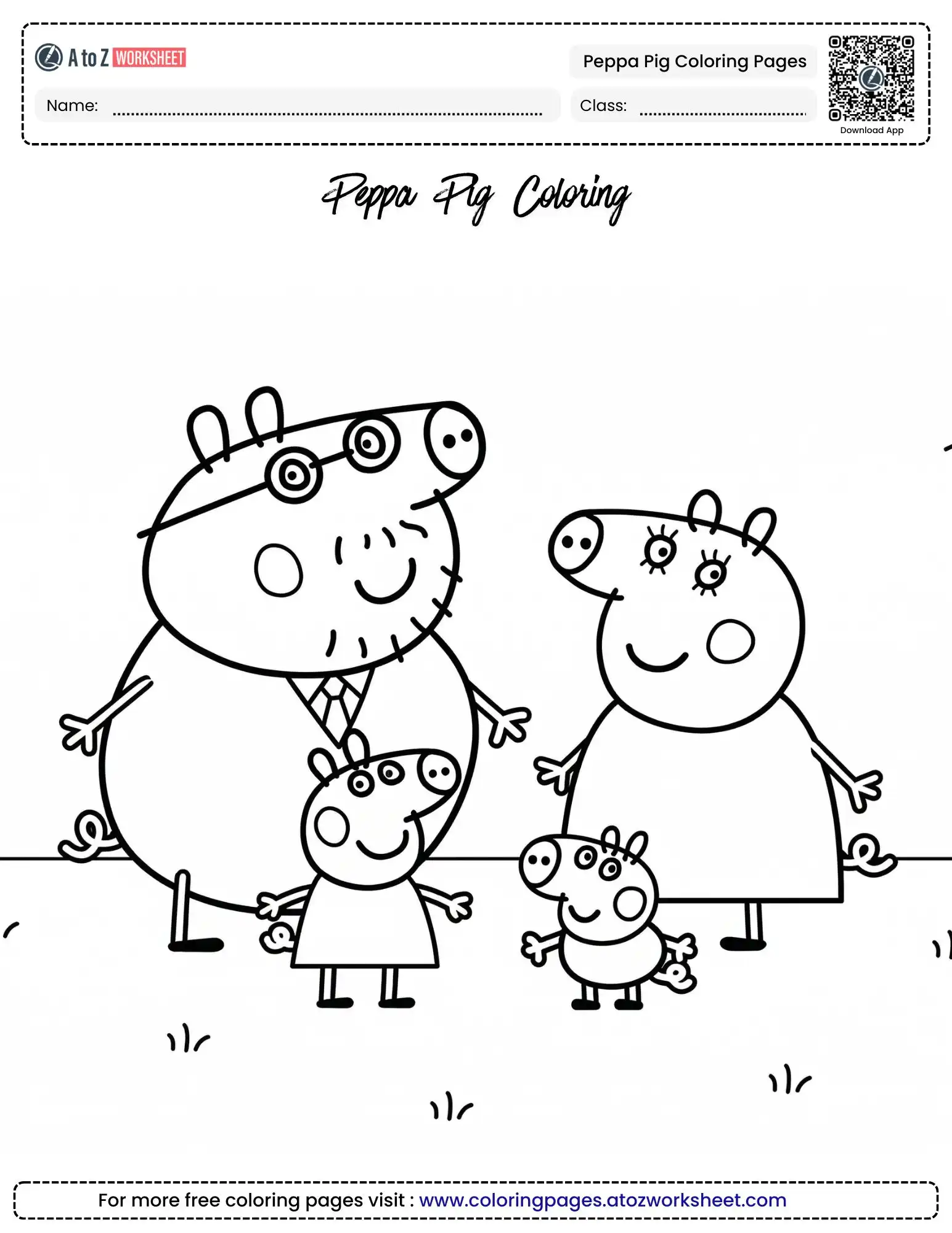 peppa pig coloring pages complete family portrait