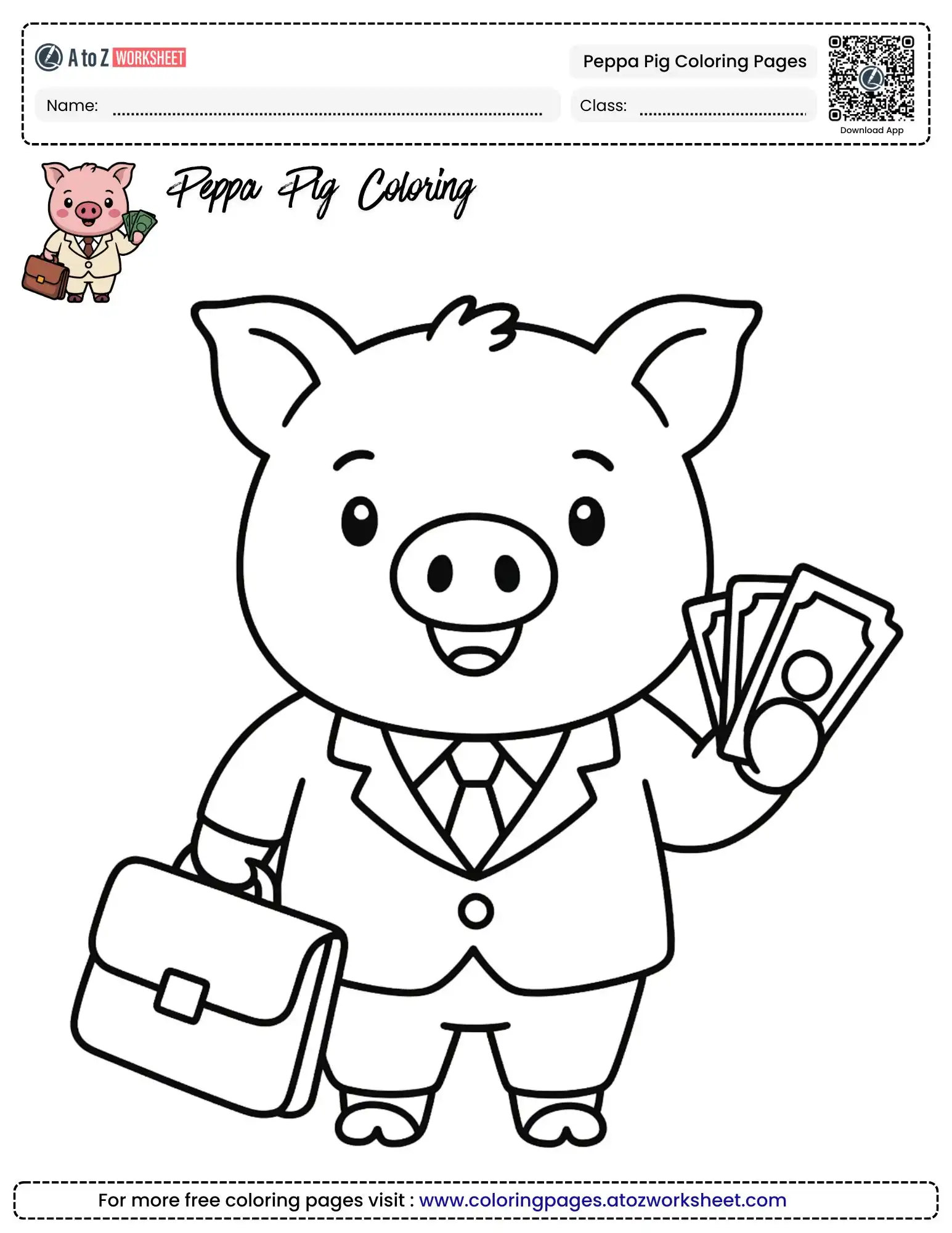 peppa pig coloring pages businessman pig with briefcase