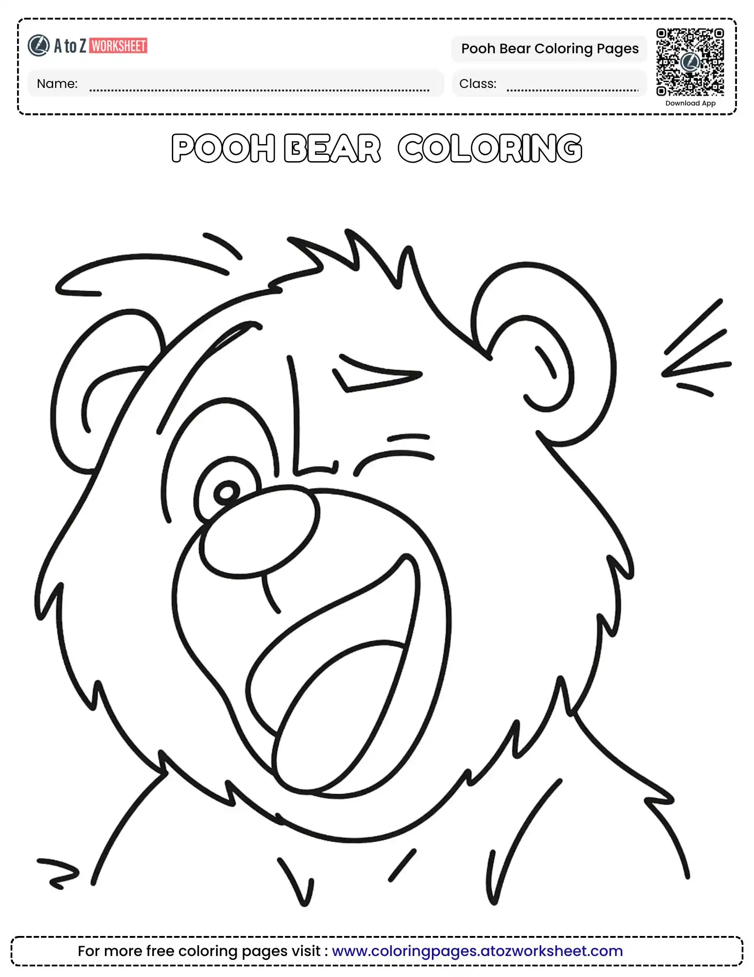 Free Pooh Bear Coloring Pages For Kids To Print And Enjoy 2 pooh bear coloring pages featuring a laughing bear face