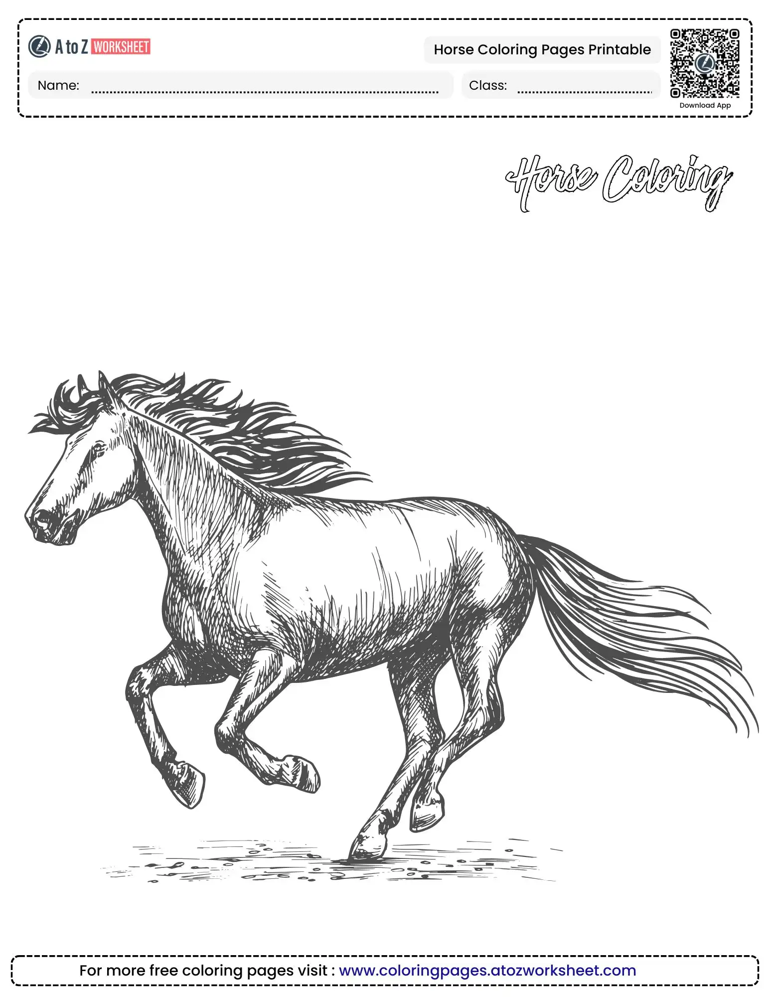 printable horse coloring pages realistic stallion galloping