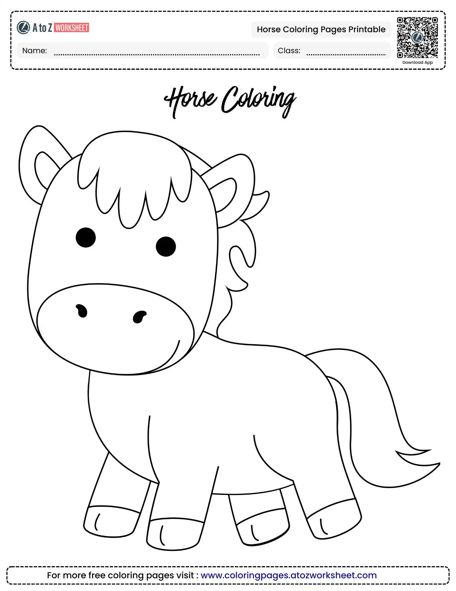 printable horse coloring pages cute cartoon pony