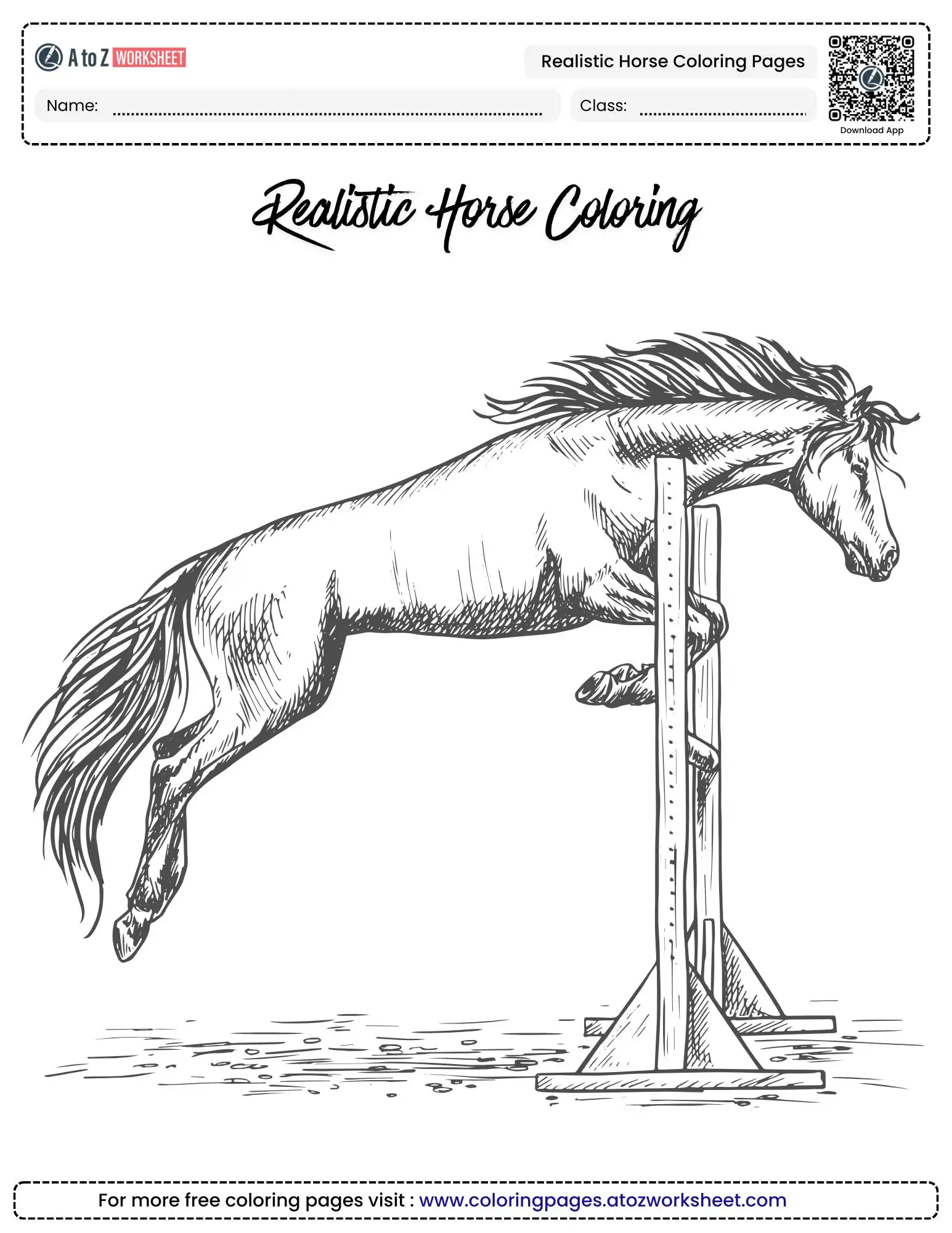 realistic horse coloring pages stallion jumping hurdle