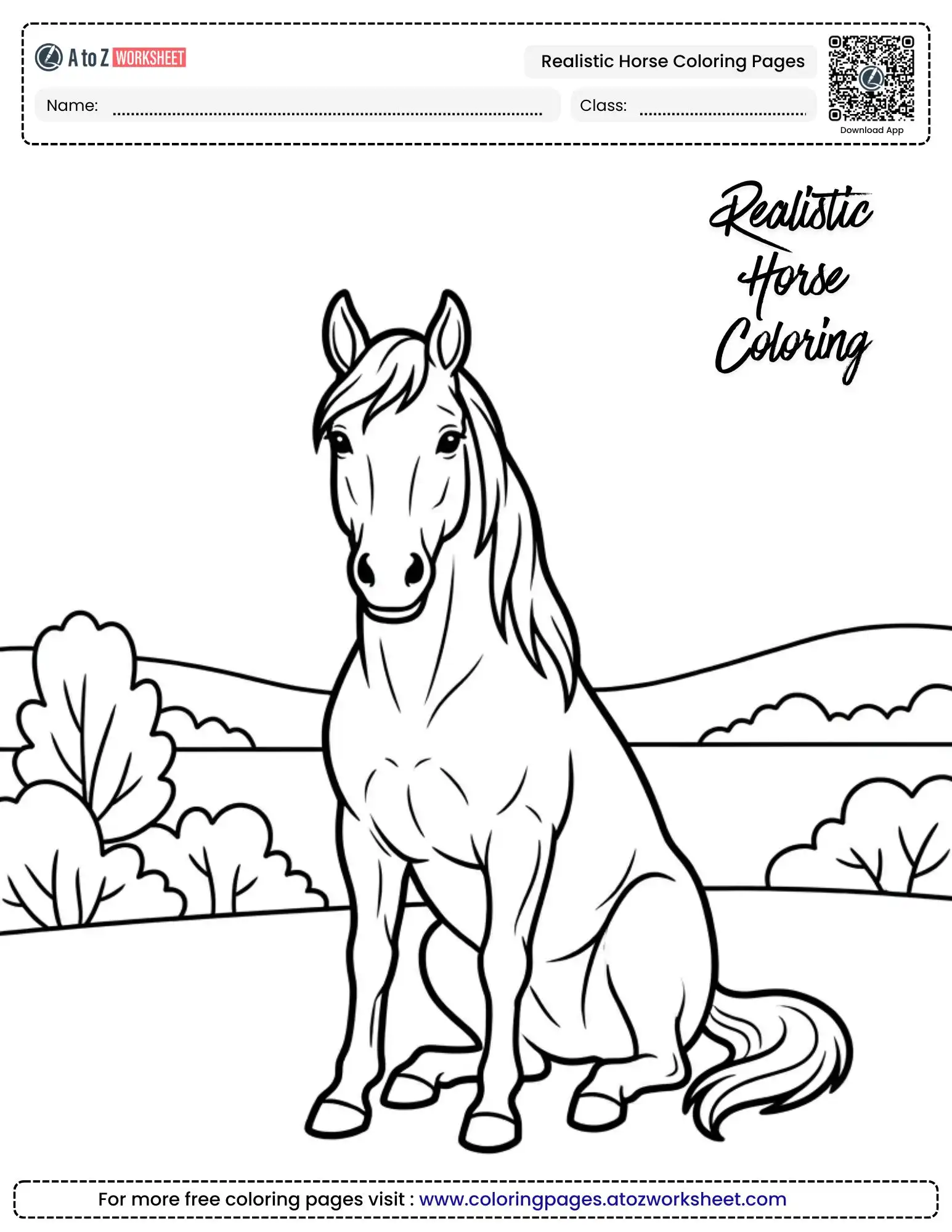 realistic horse coloring pages mare sitting in field