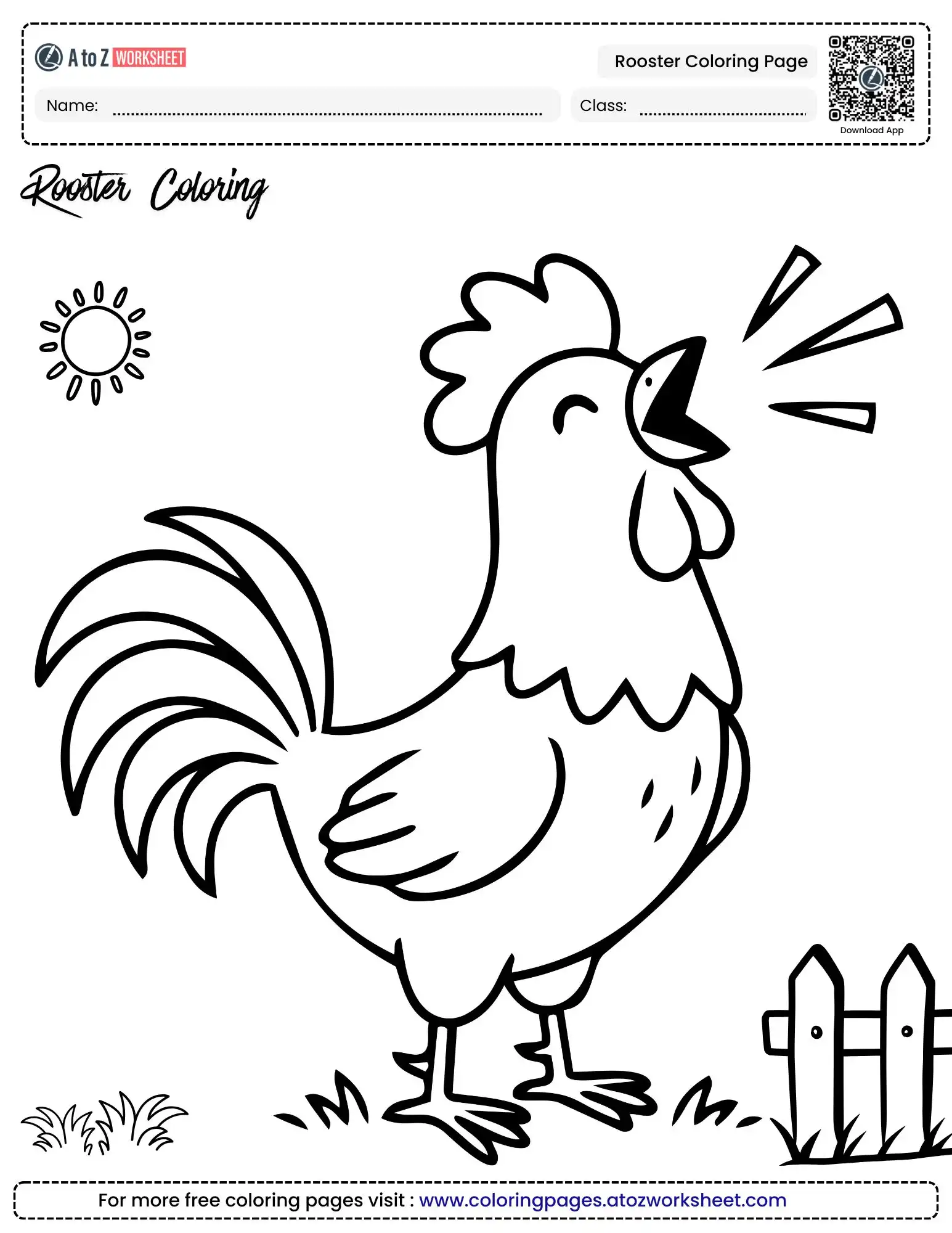 rooster coloring page free printable