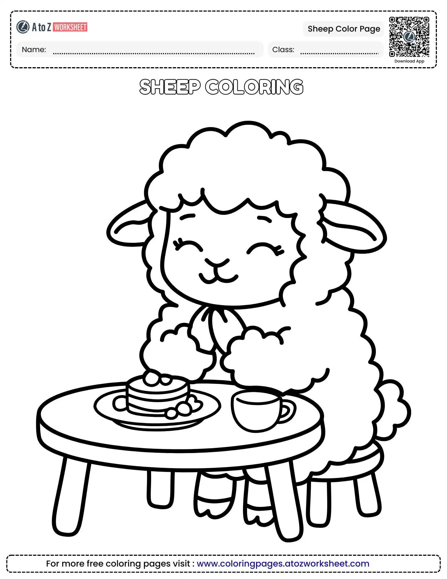 sheep-color-page sheep color page cute lamb eating pancakes