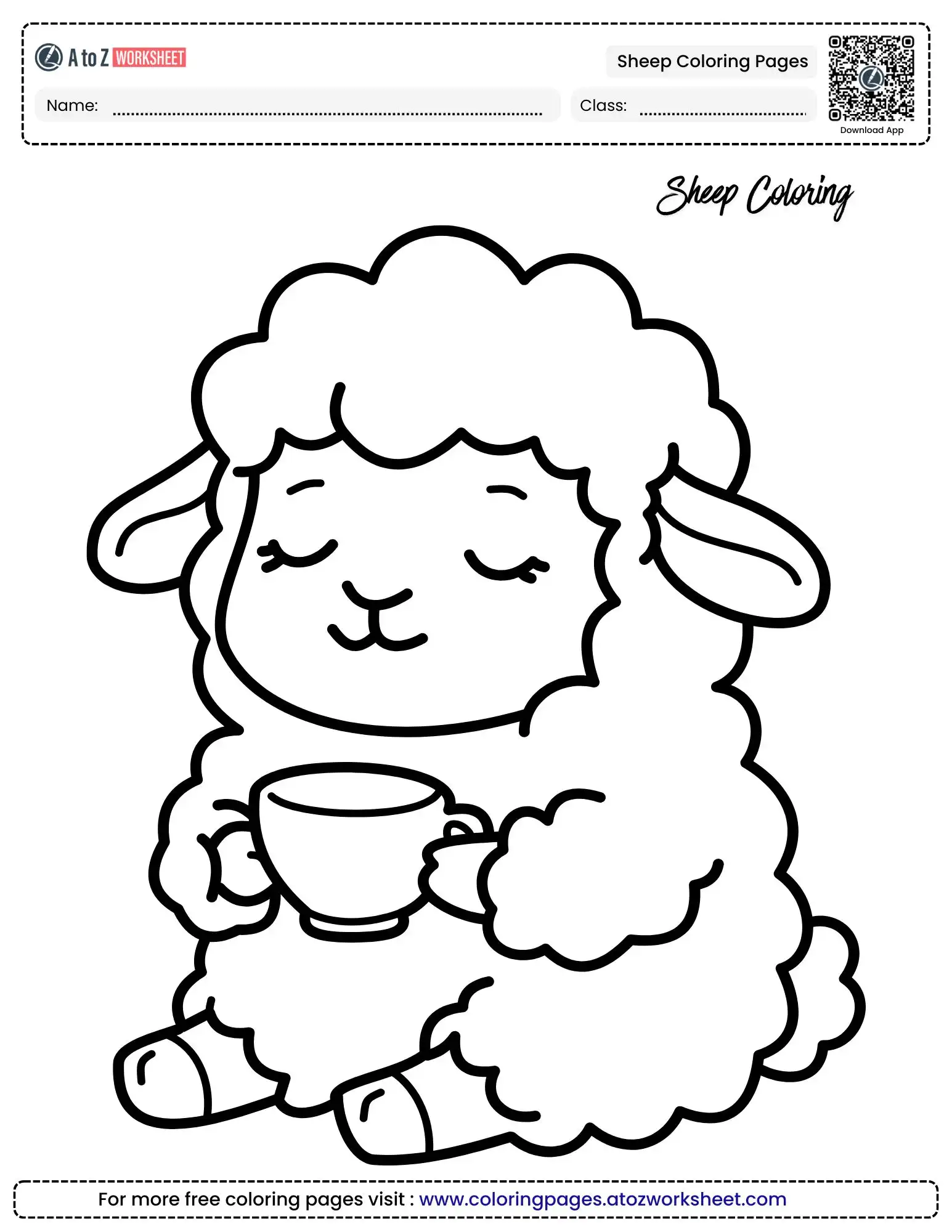 sheep coloring pages cozy sheep drinking tea