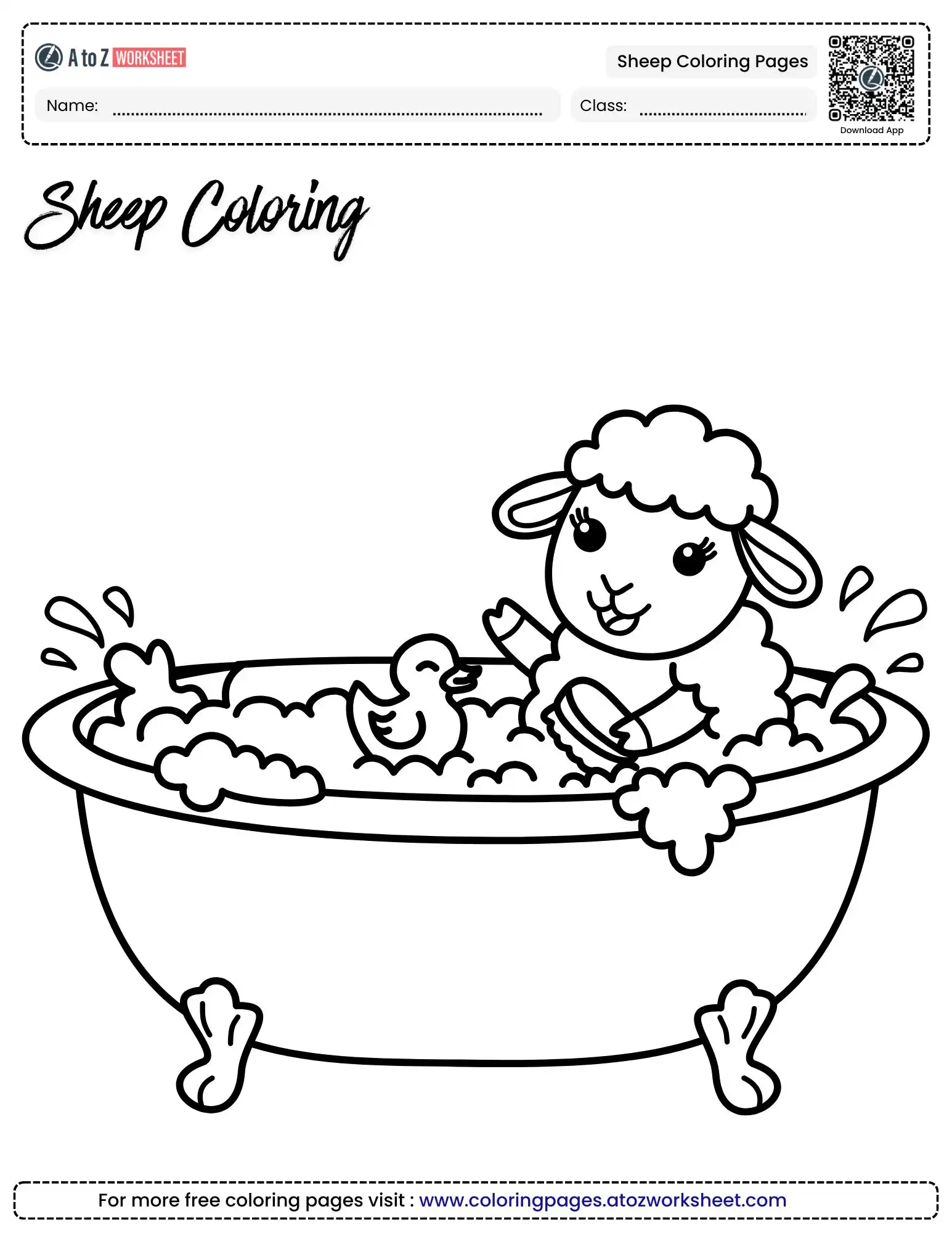 sheep coloring pages playful sheep in a bathtub