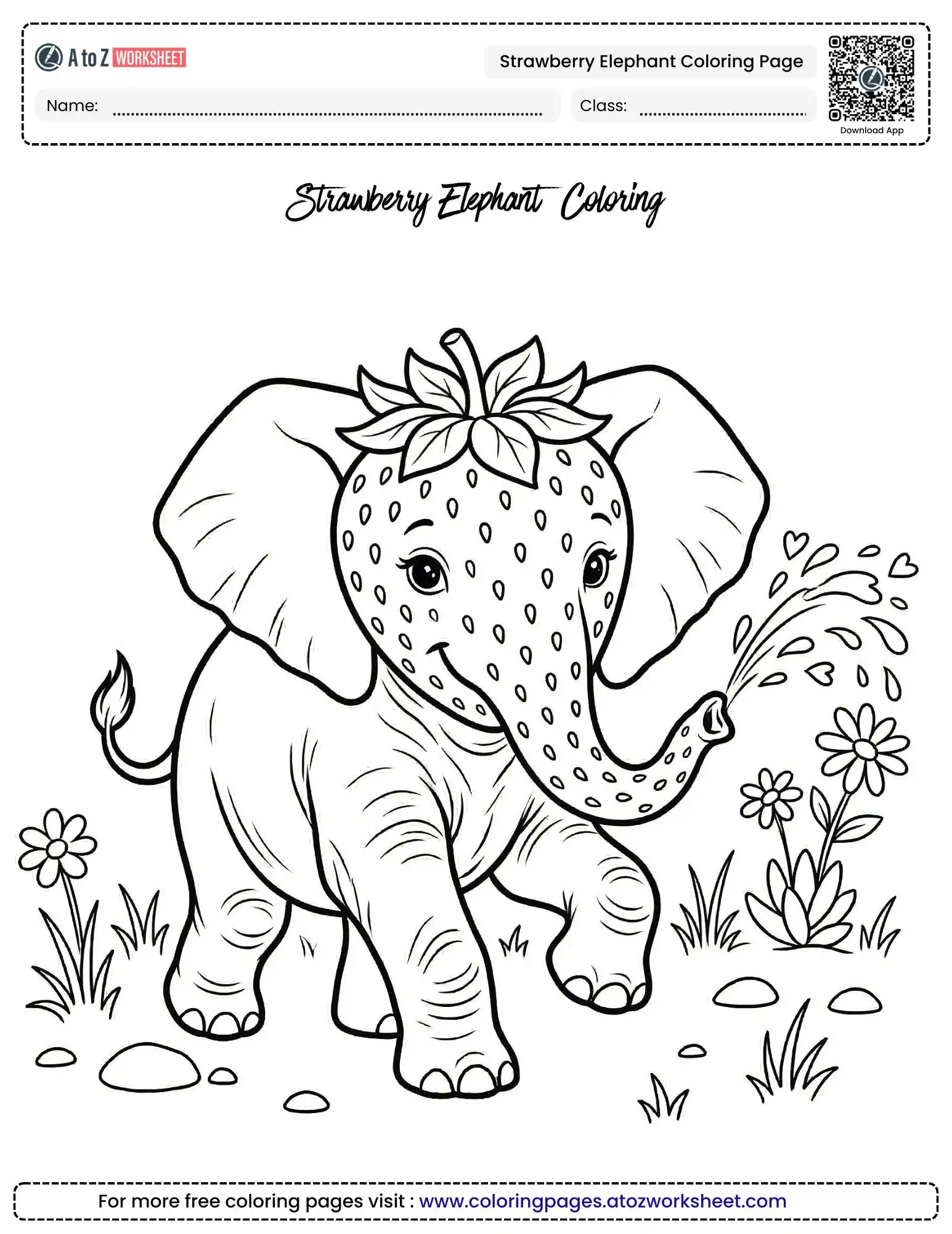 strawberry elephant coloring page walking