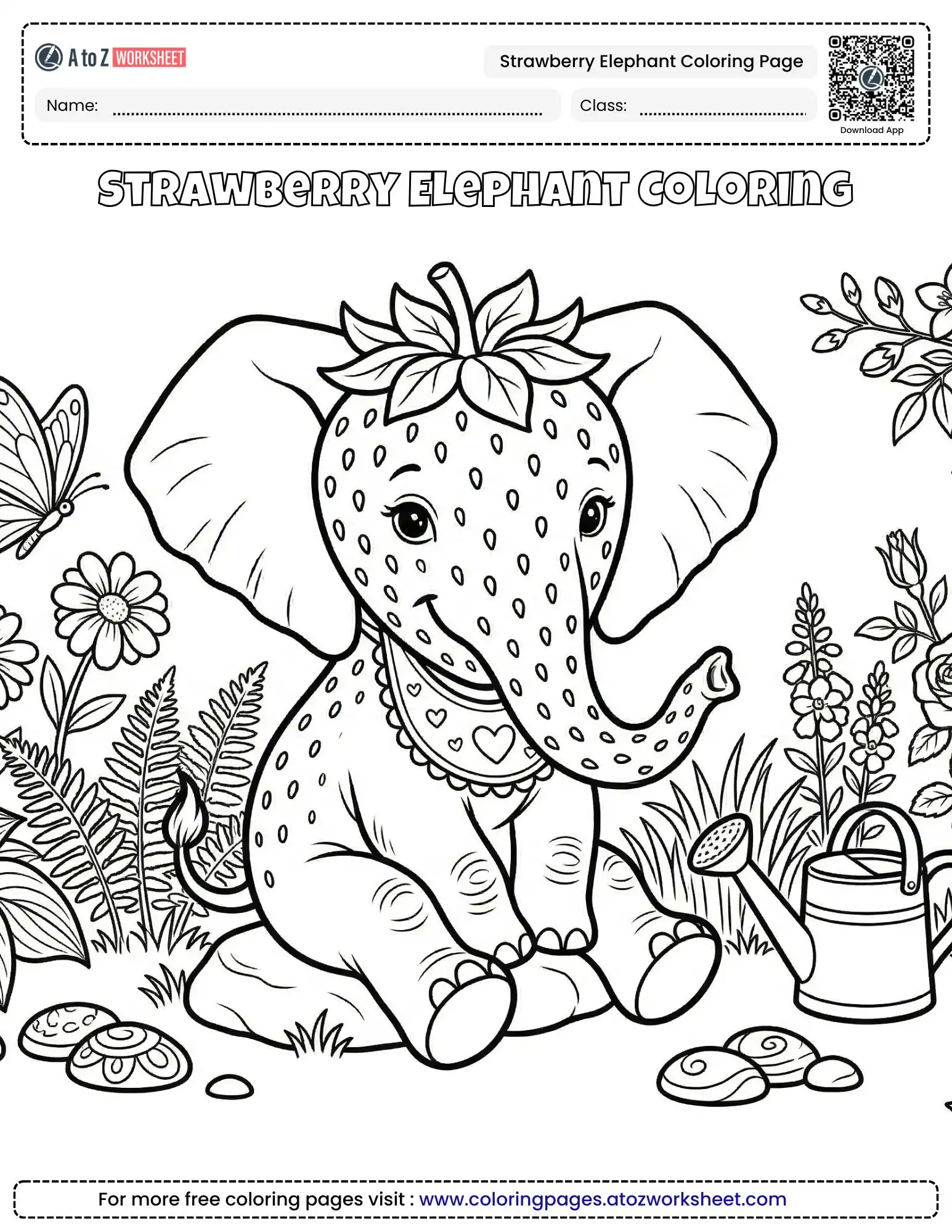strawberry elephant coloring page garden