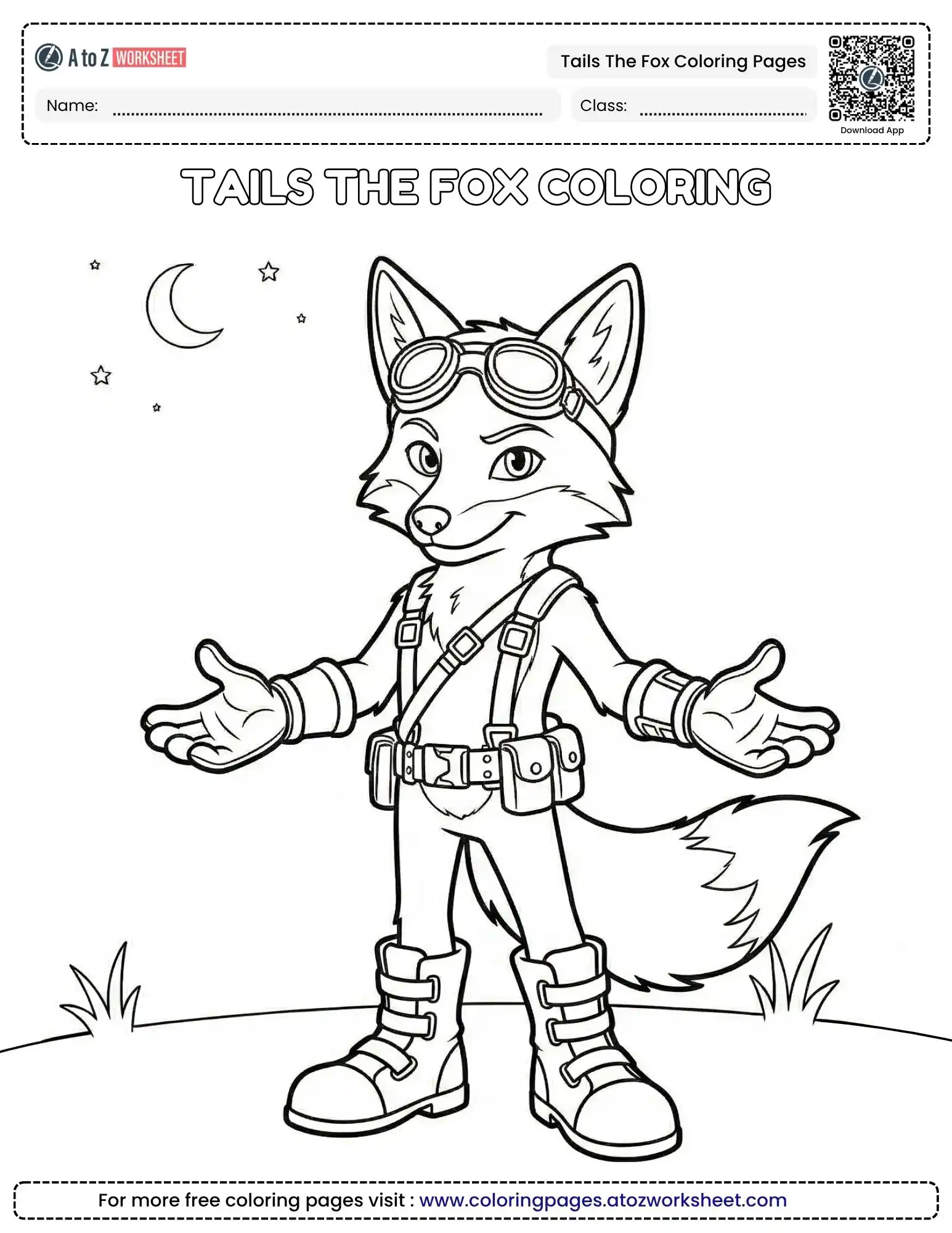tails the fox coloring pages of a pilot fox with goggles and a utility belt