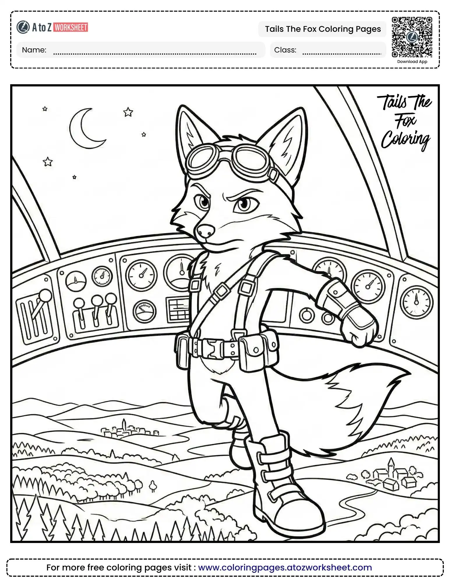 tails the fox coloring pages showing a pilot inside a cockpit with many dials