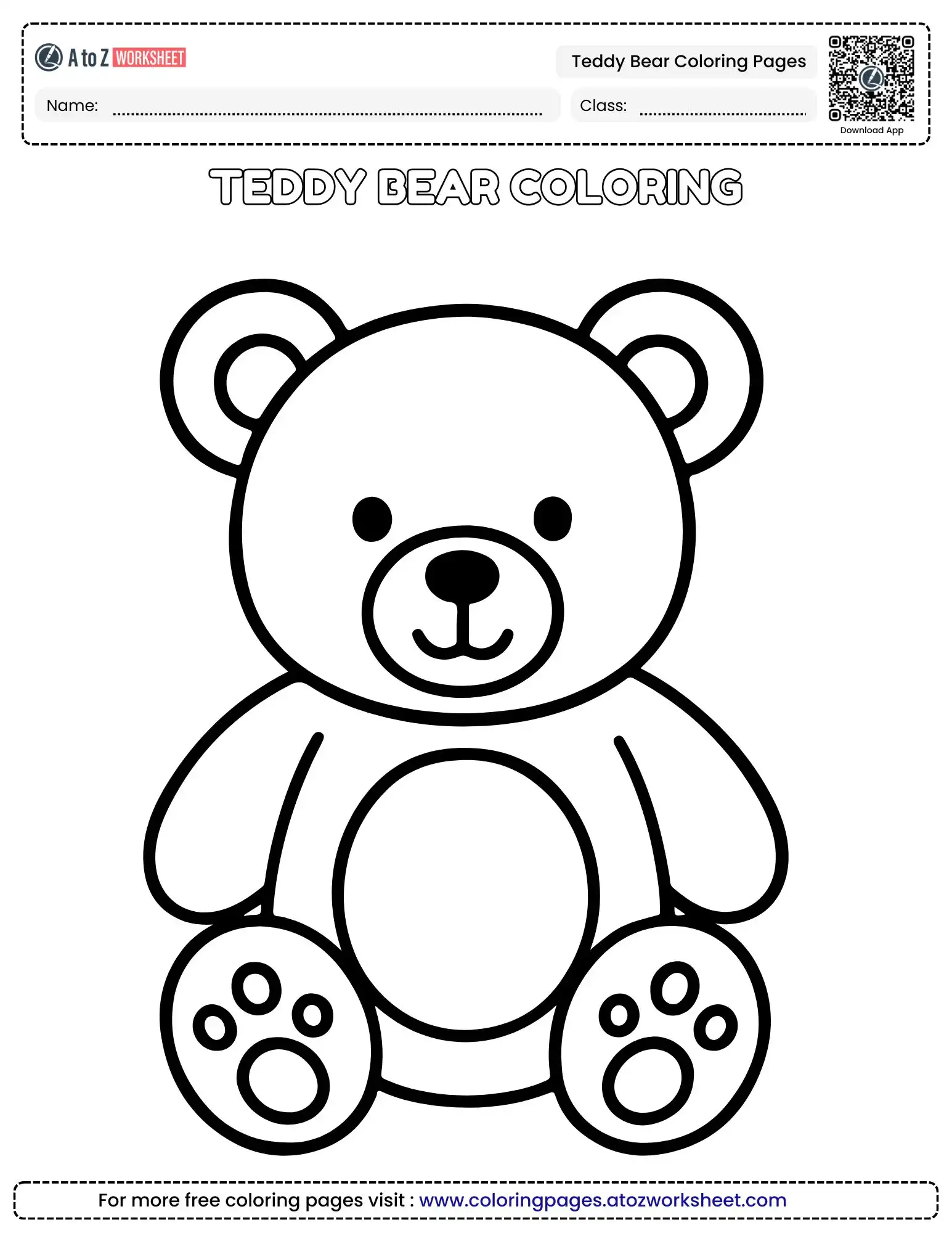teddy bear coloring pages of a simple sitting toy bear