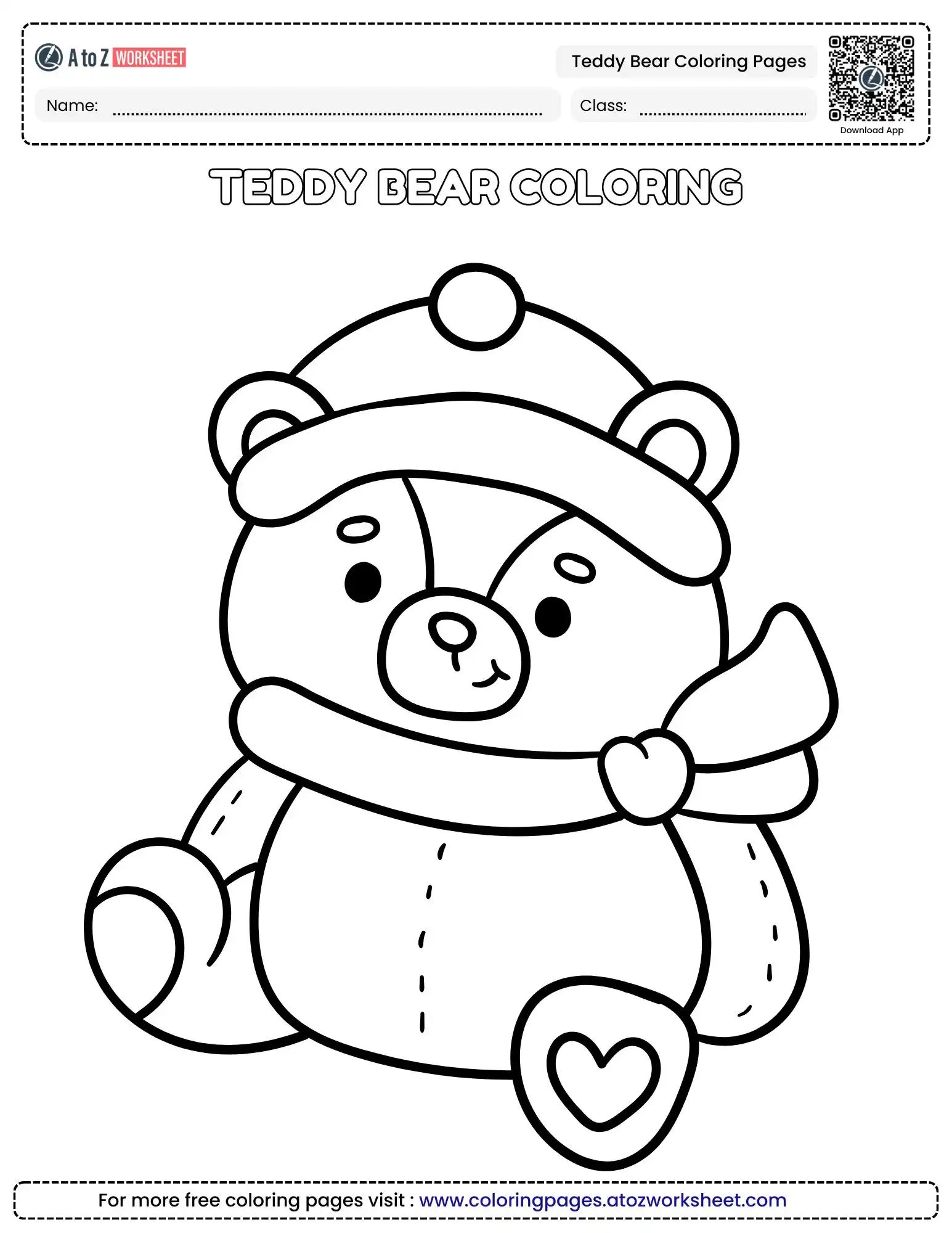 teddy bear coloring pages of a winter bear with a hat