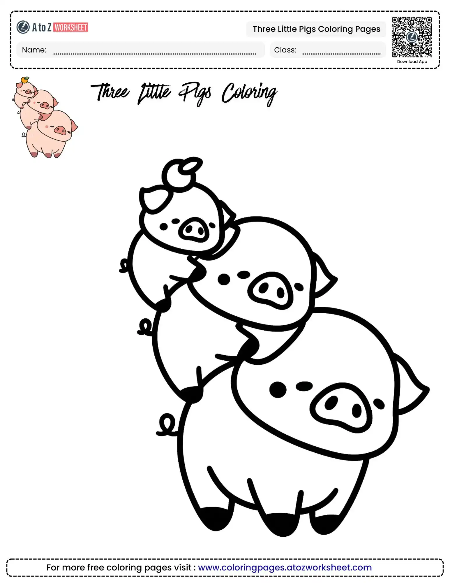 three little pigs coloring pages stacked character tower