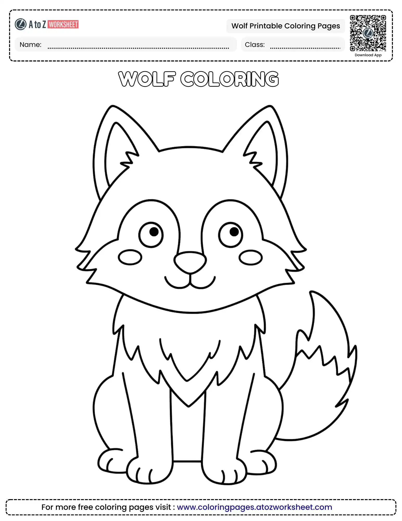 wolf printable coloring pages featuring a cute sitting baby wolf