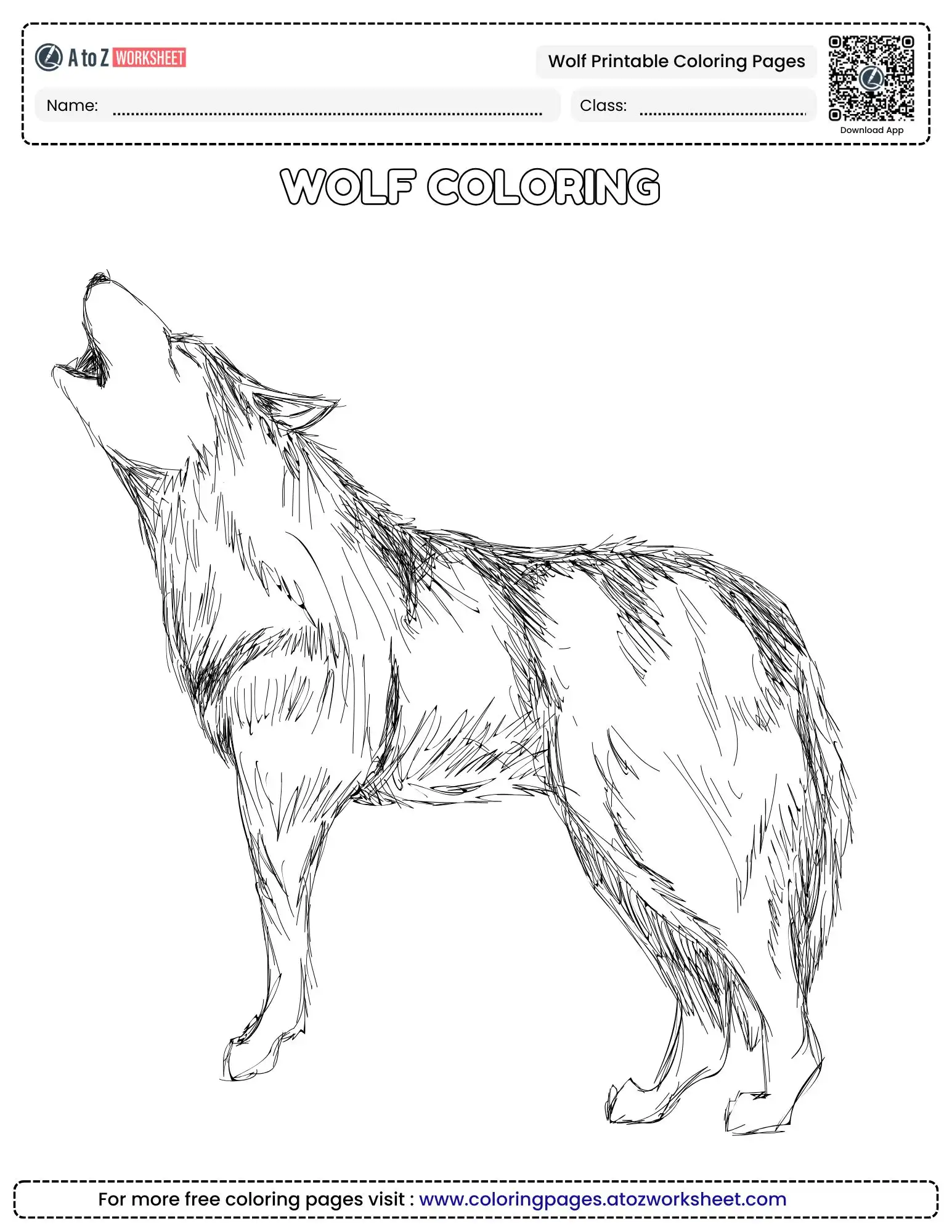 wolf printable coloring pages showing a realistic howling wolf silhouette
