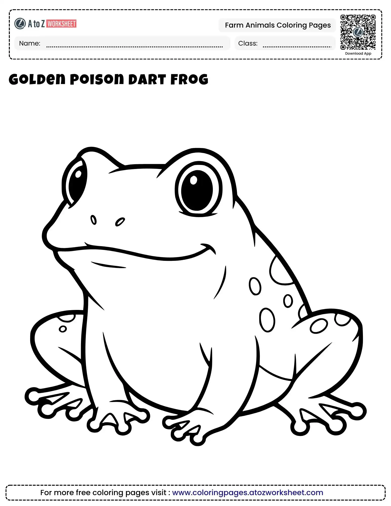 yellow color animal coloring pages featuring a happy golden poison dart frog